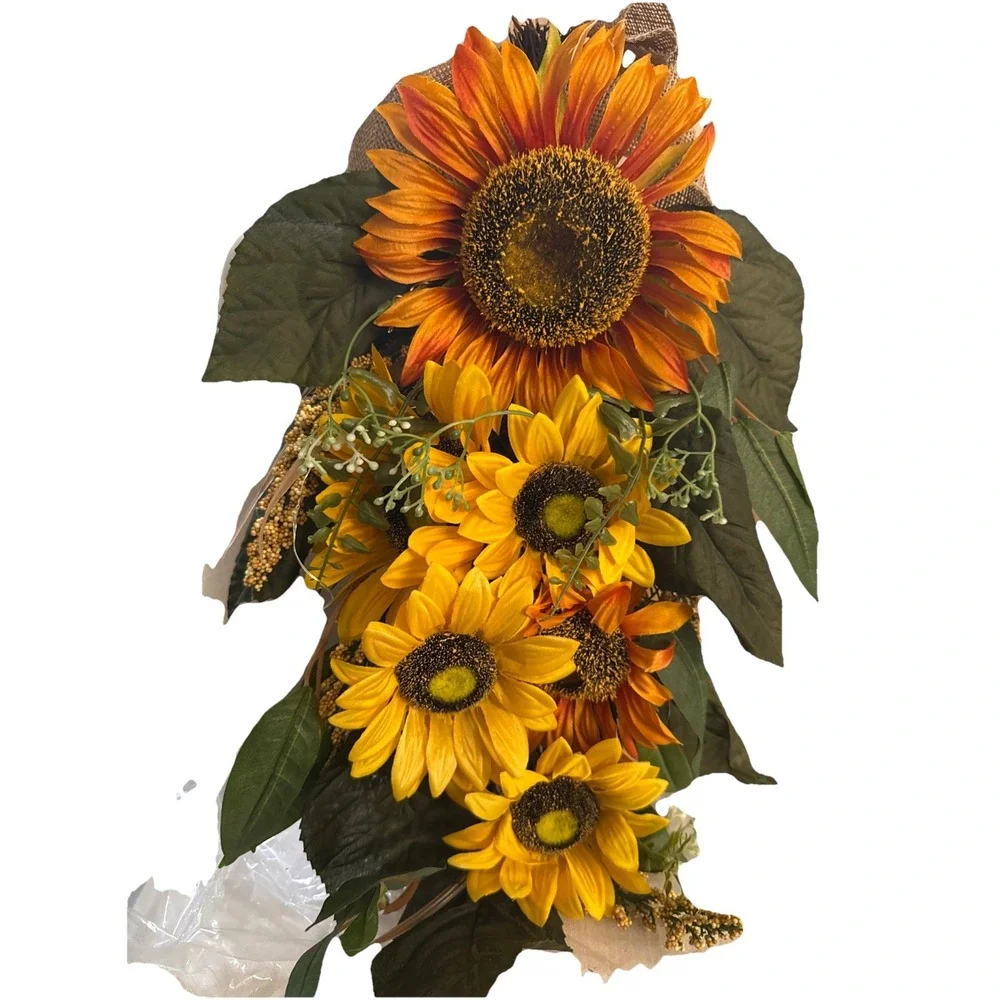 Yuletide Artificial Sunflower Teardrop Swag Simple Adornment Elegant Fall Autumn